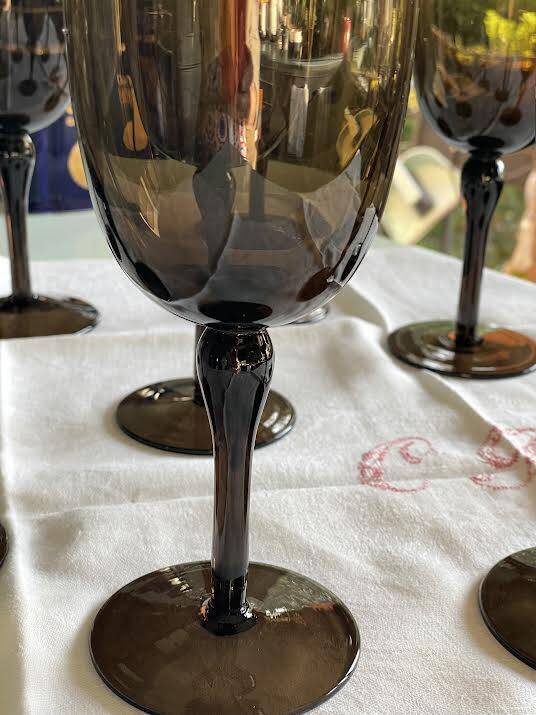 Smoke black tint stemmed glasses