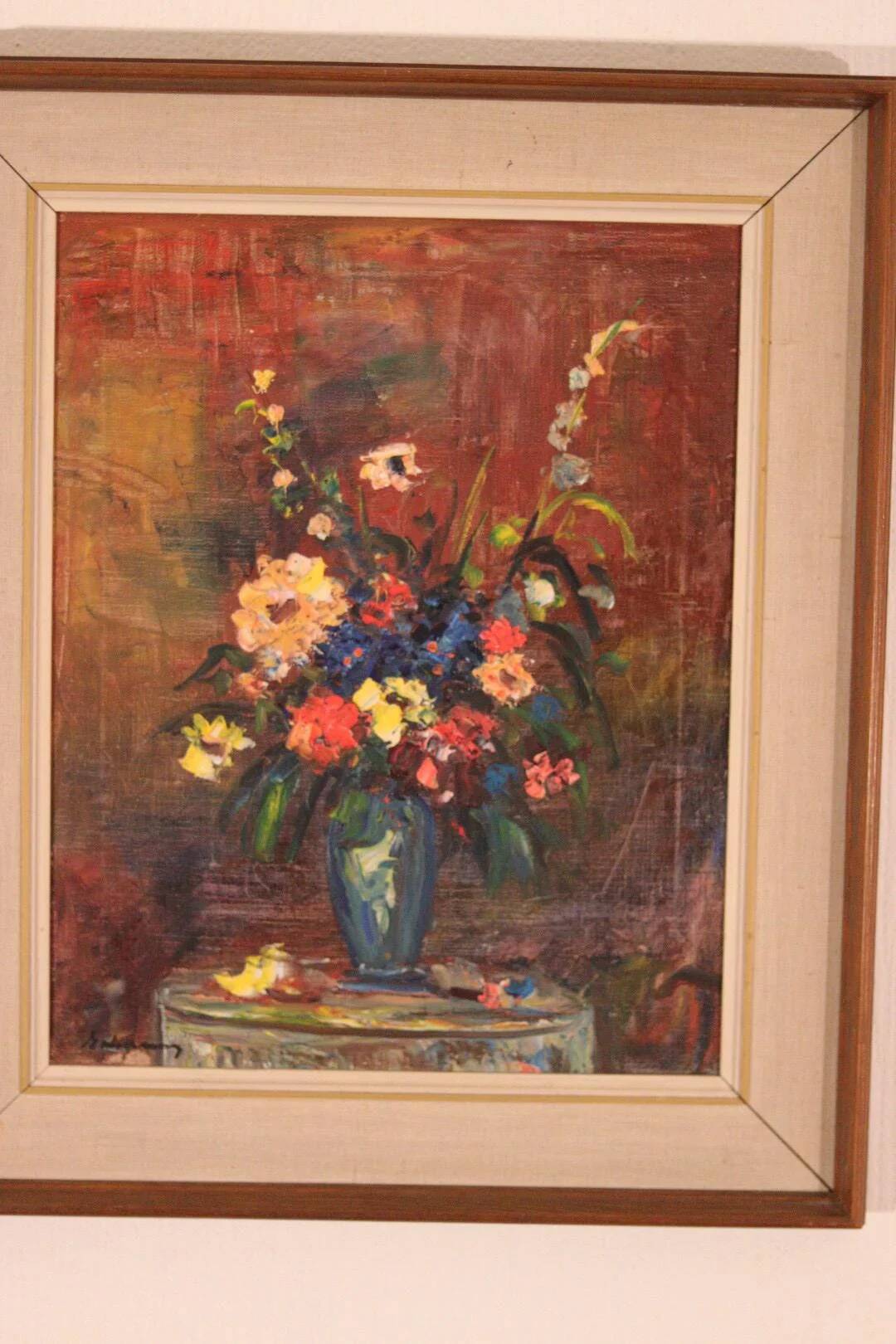 Original Oil on Canvas – “Still Life Vase” – Framed 45 × 54 cm