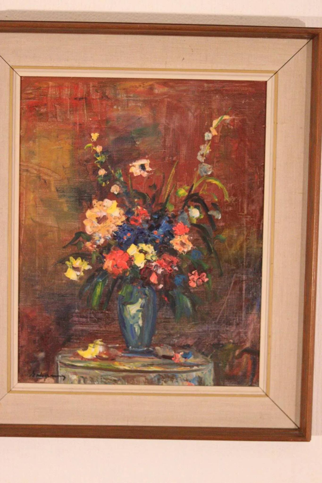 Original Oil on Canvas – “Still Life Vase” – Framed 45 × 54 cm