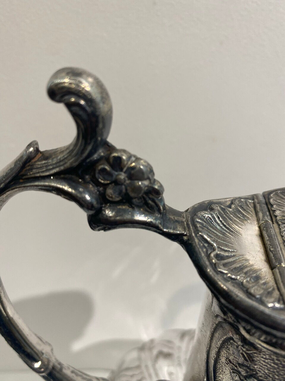 Glass and silver metal decanter around 1900