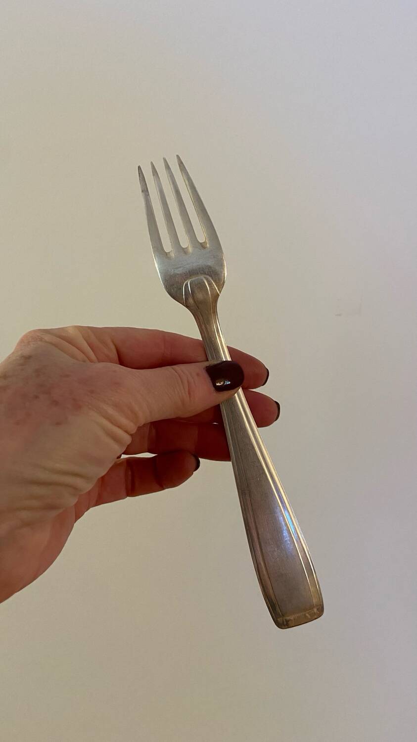 6 grandes fourchettes en métal argenté vintage 1960