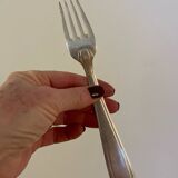 6 grandes fourchettes en métal argenté vintage 1960