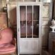 Small Parisian Art Deco glass cabinet with white patina - a timeless classic.