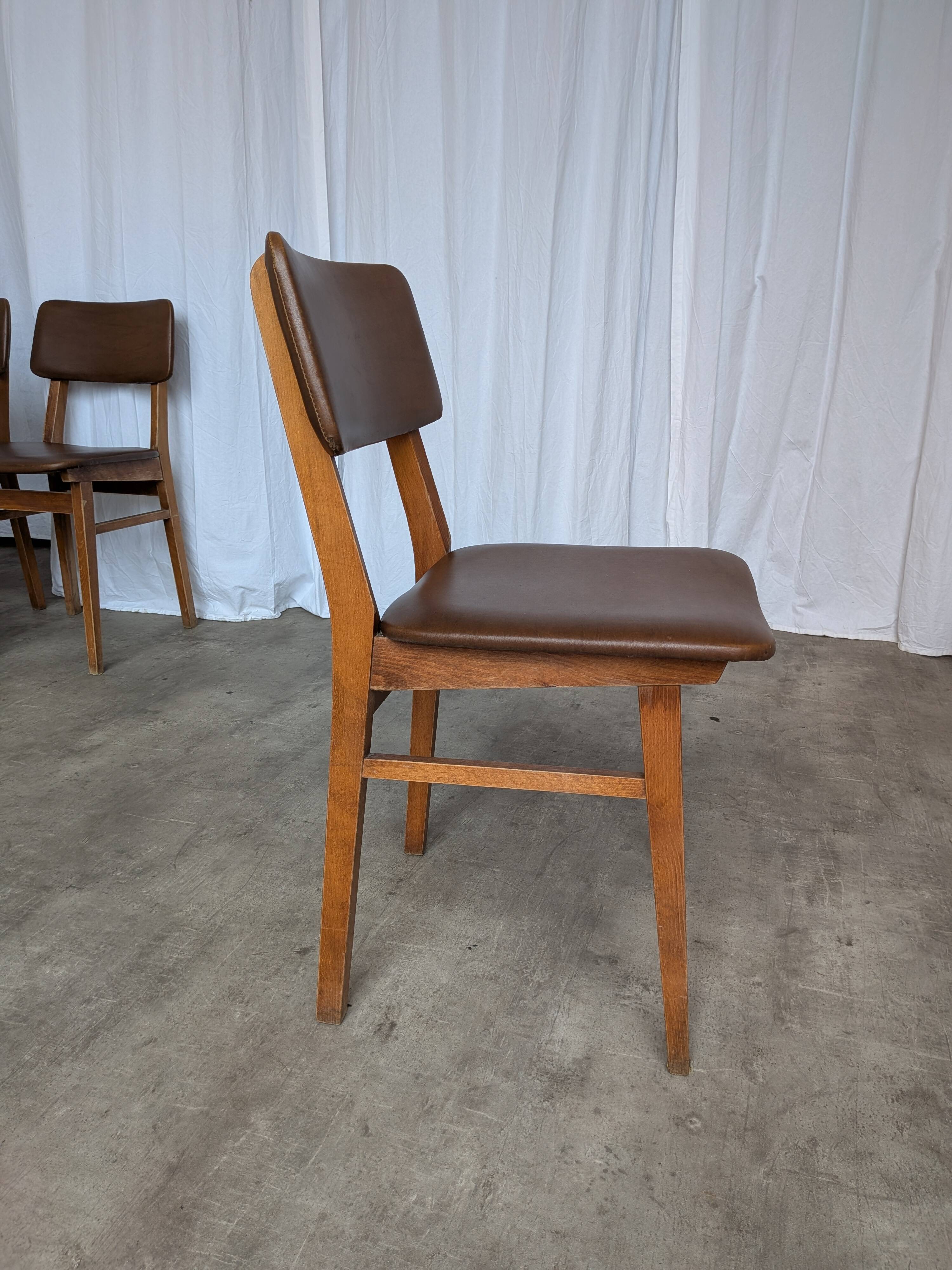 Vintage STOL Kamnik Dining Chair: 1970s Yugoslavian Mid-Century Leather Bis