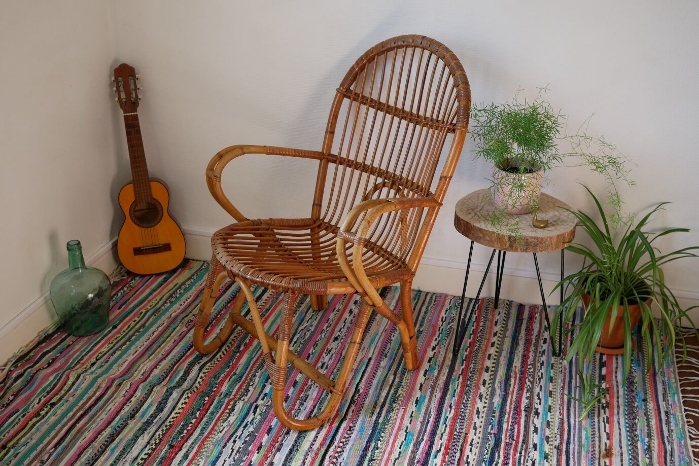 Armchair in rattan of the 1960s