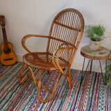 Armchair in rattan of the 1960s