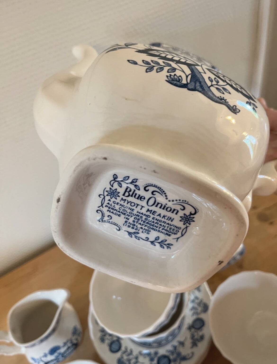 Blue Onion tea service by Myott Meakin 1982
