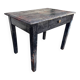 Table de ferme artisanale en bois noir patiné