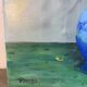 Bouquet in a blue vase, oil on canvas signed