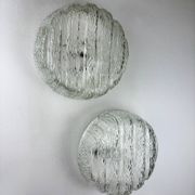 Pair of frozen glass round sconces, Germany, 1960s