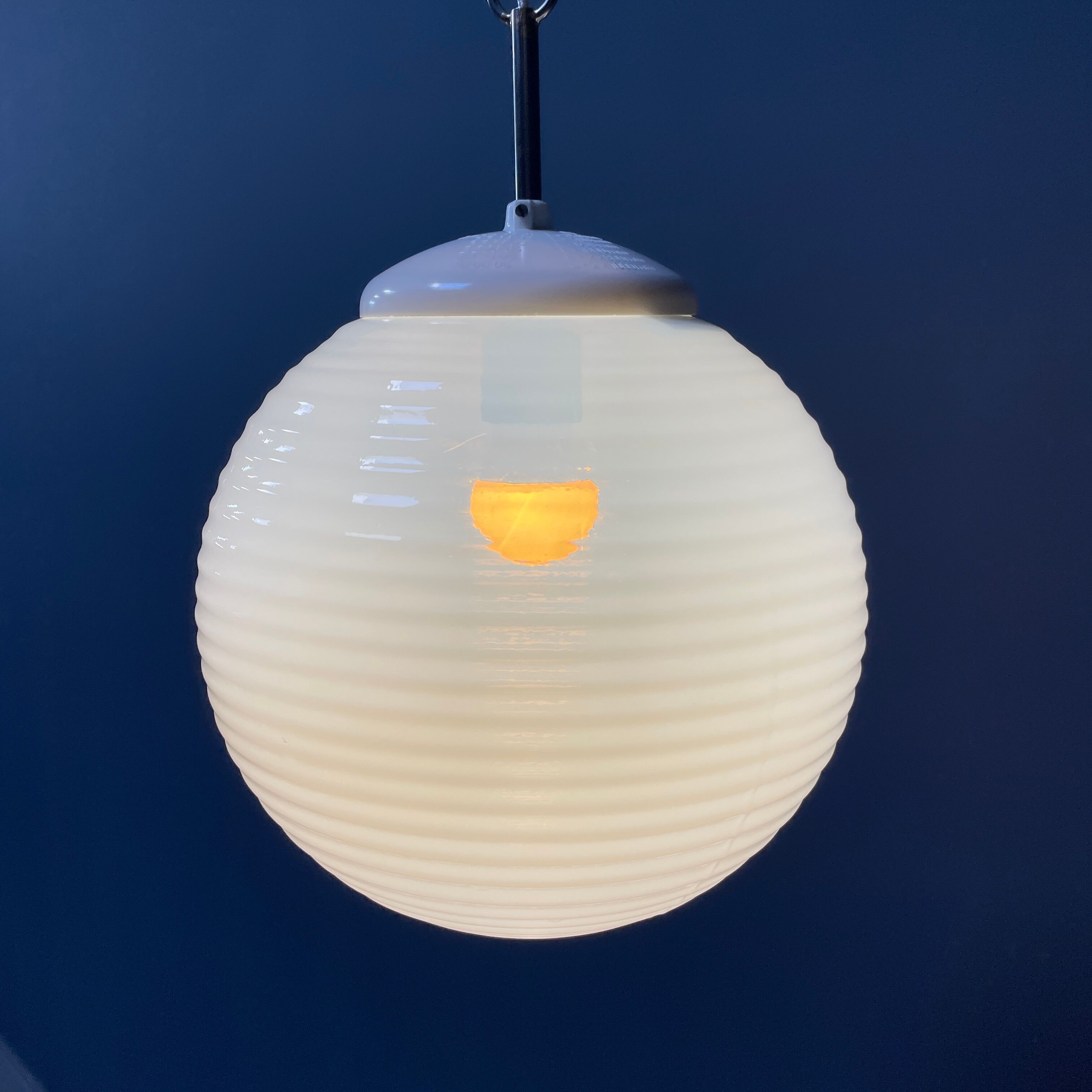 Mother of pearl opaline glass pendant lamps from the 1960s