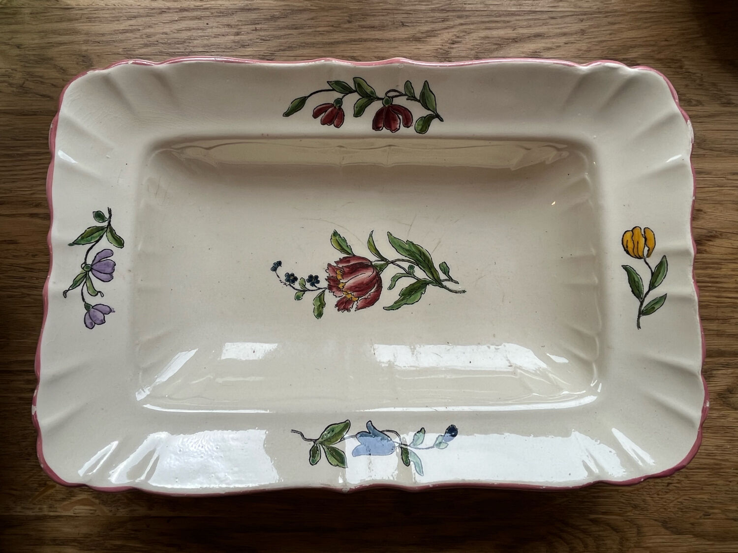 Old dishes in earthenware floral motif