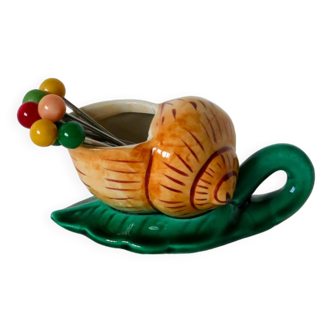 snail in slip, aperitif pick holder, 1970