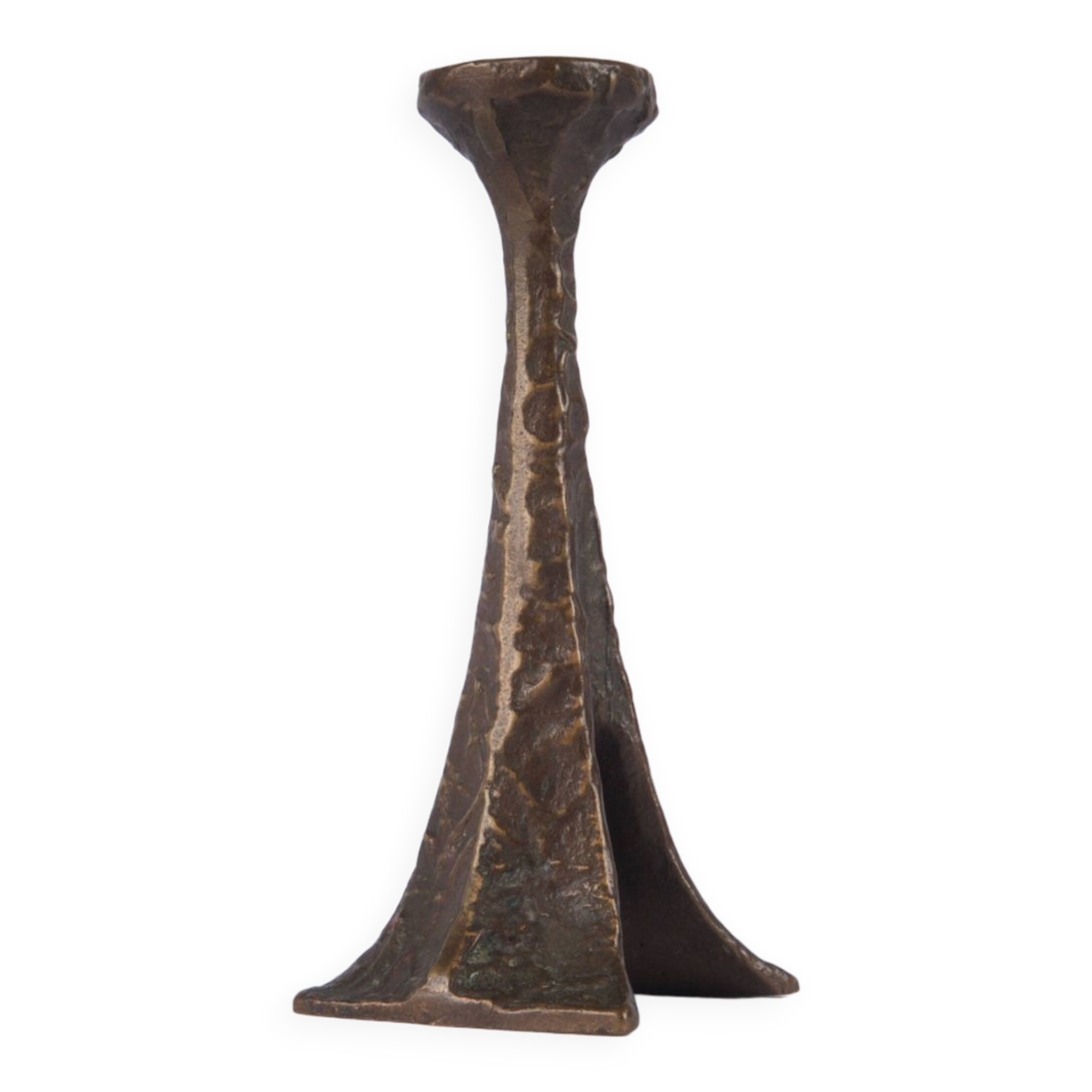 Brutalist bronze candle holder
