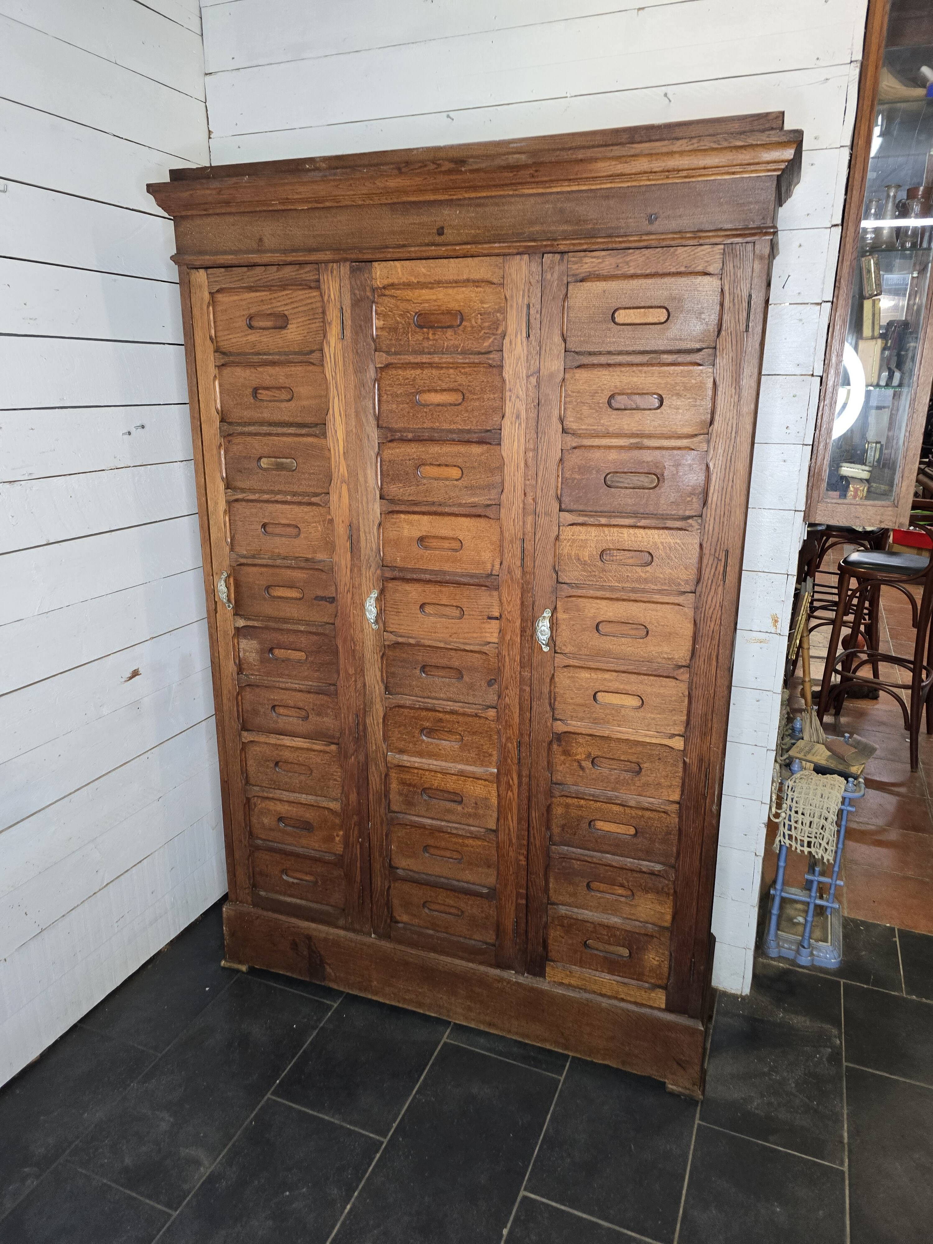 Old solid oak notary's cabinet