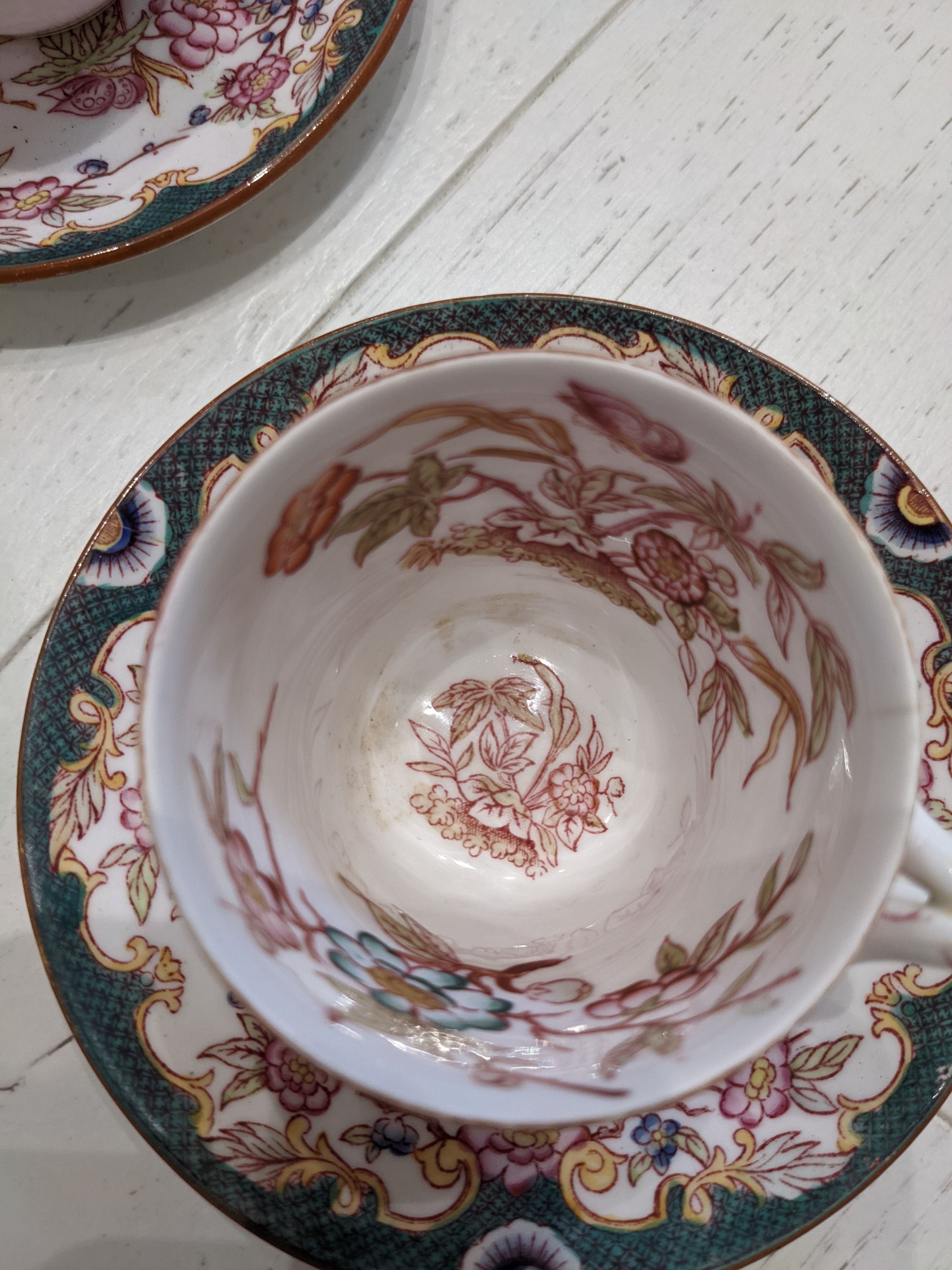 Cups and saucers fine porcelain Sarreguemines old