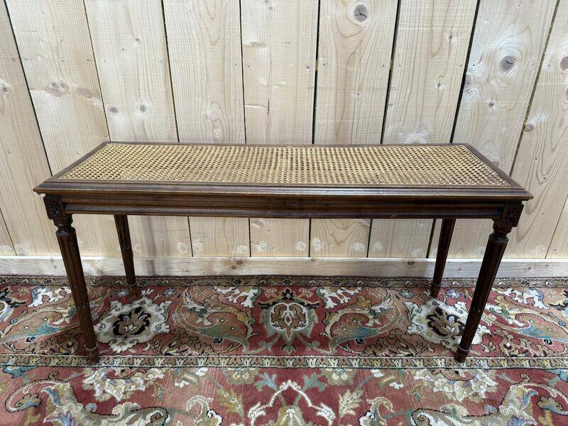 Banc - Banquette de piano / d'office en cannage Louis XVI