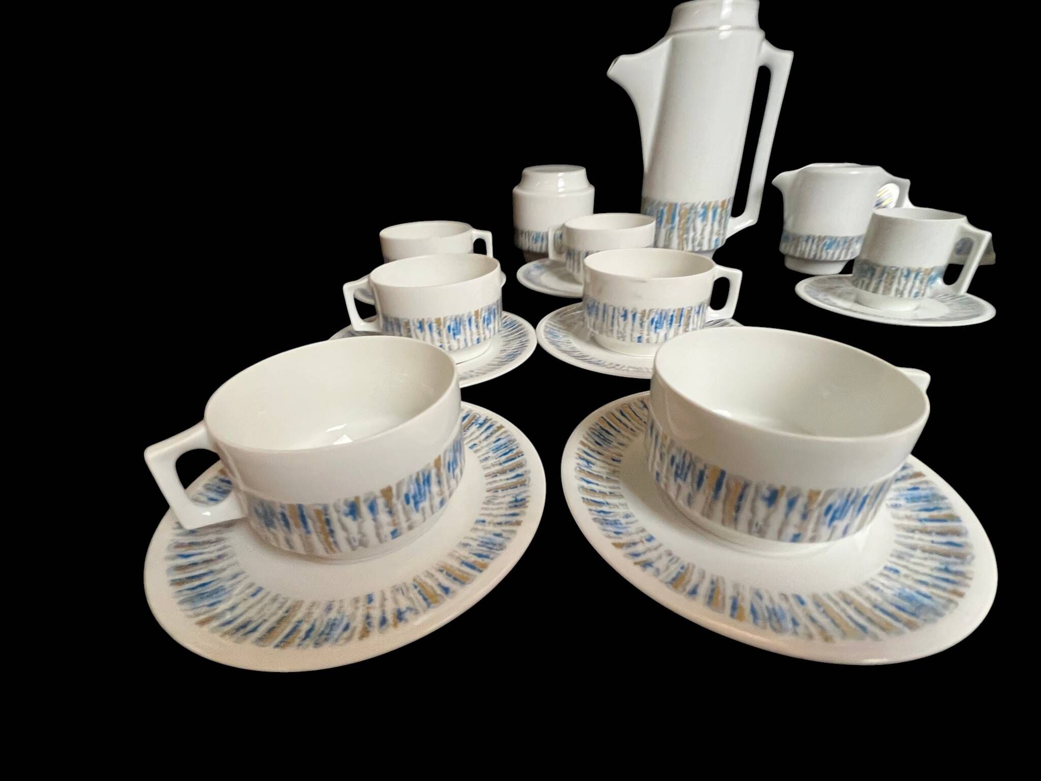 Coffee service tea dessert porcelain Limoges Jammet-Seignolle 20th century