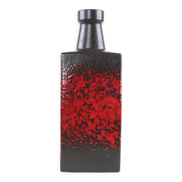 Vase en céramique de l'Allemagne de l'Ouest en noir et rouge, poterie émaillée des années 1970.