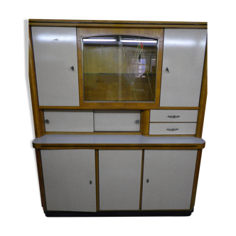 Buffet vintage de 1959 formica bois placage métal verre - Allemagne