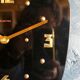 Vintage formica silent rectangular wall clock "Electric golden black"
