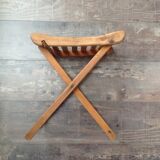 Folding wooden stool