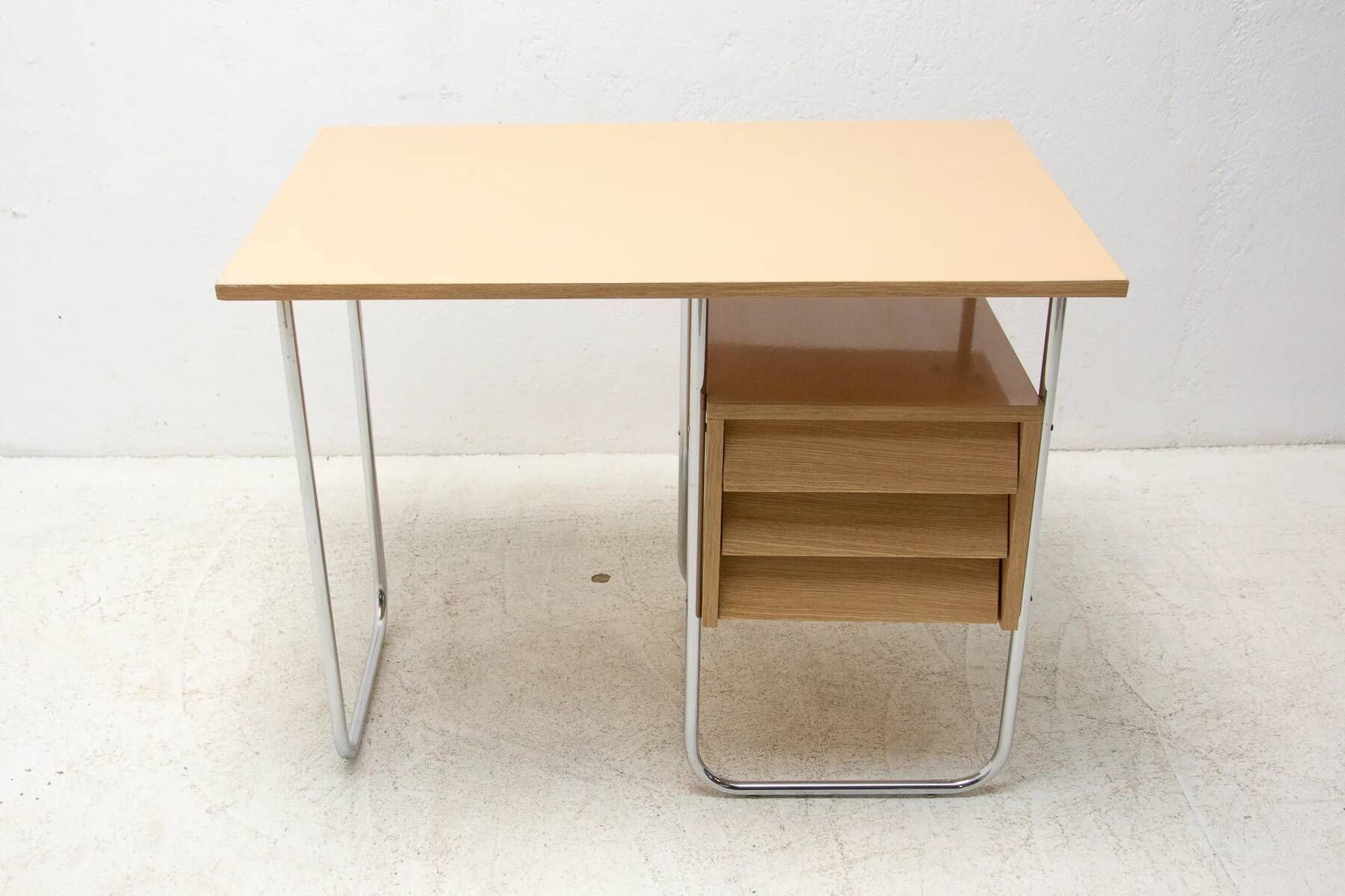 Writing desk, mid-century chrome and formica desk, 1950s, Czechoslovakia