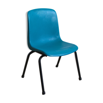 Chaise enfant Grosfillex années 70 bleu canard