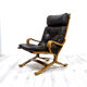 Scandinavian mid century lounge chair bentwood and leather, 1960s