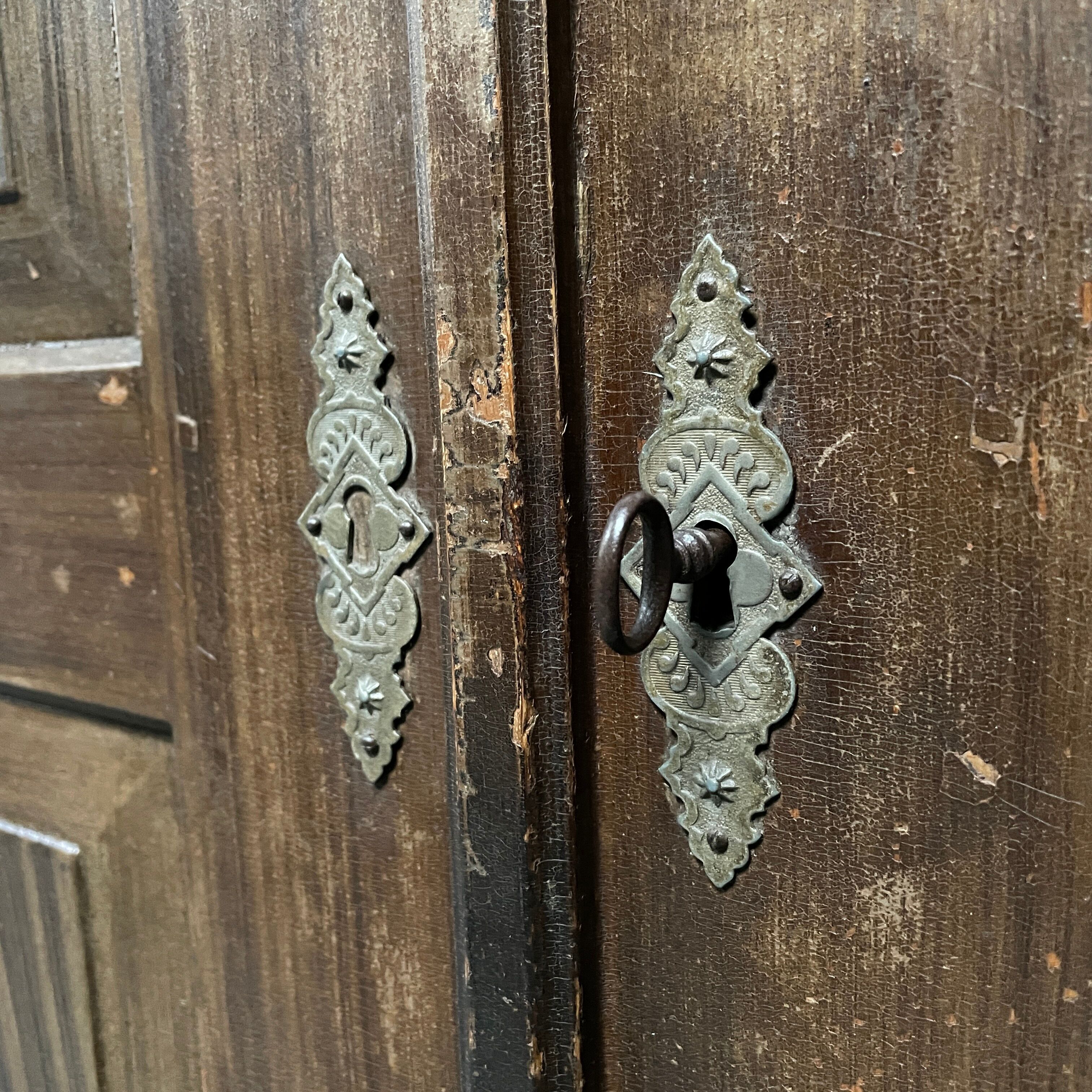 Antique painted pine desk or secretaire with wall unit from Germany late 1800s.