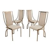 Ensemble de 4 chaises de salle à manger vintage en laiton italien par Zevi Design des années 70.