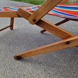 Chaise longue transat chilienne vintage avec repose pied