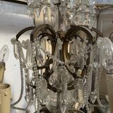 Lustre "Fontaine " de style Louis XV en bronze et pampilles XX siècle