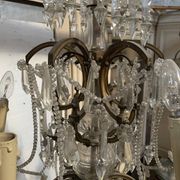 Louis XV style "Fontaine" chandelier in bronze and 20th century pendants