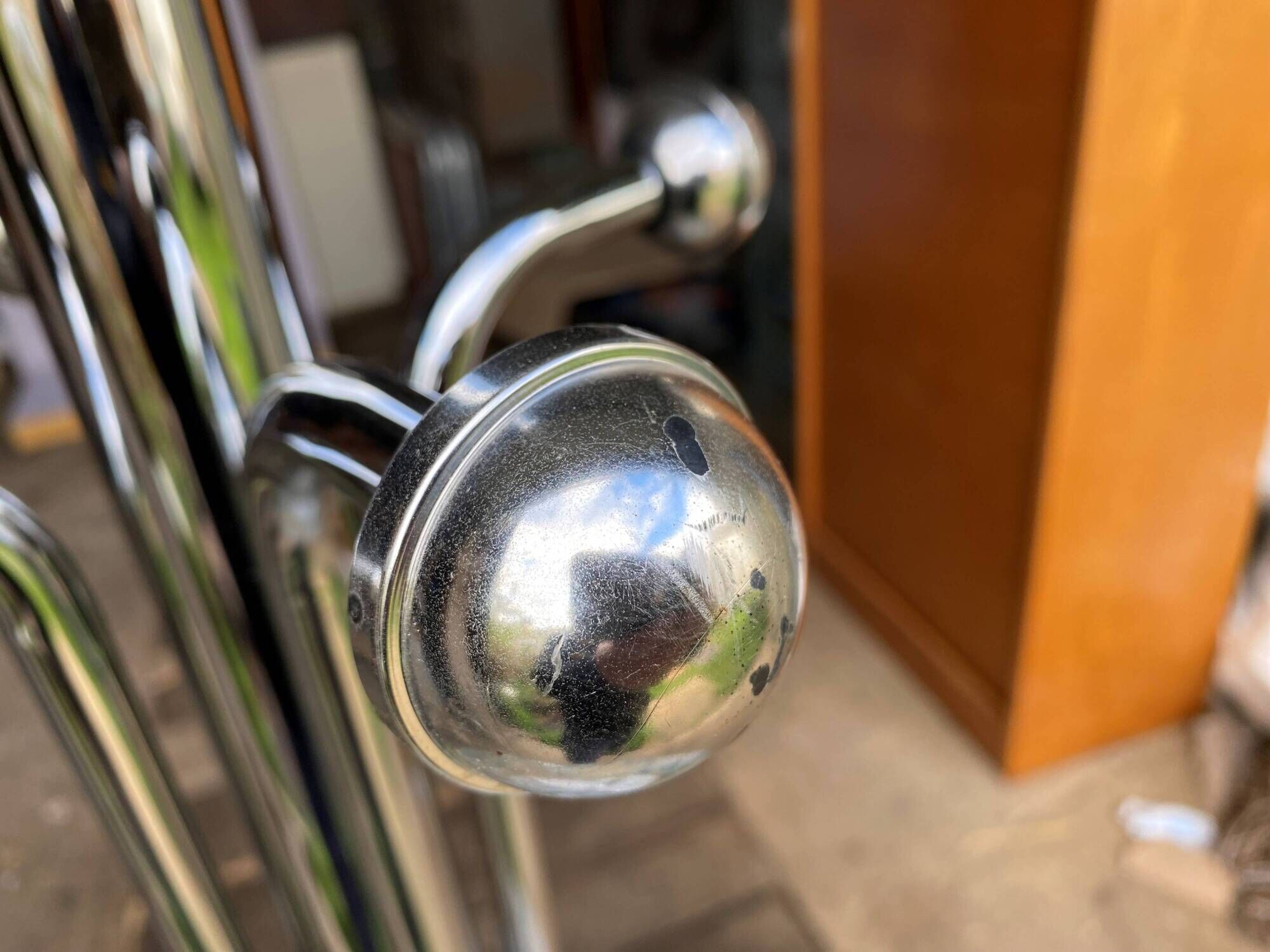 Chromed metal coat rack with vintage marble base, 1970