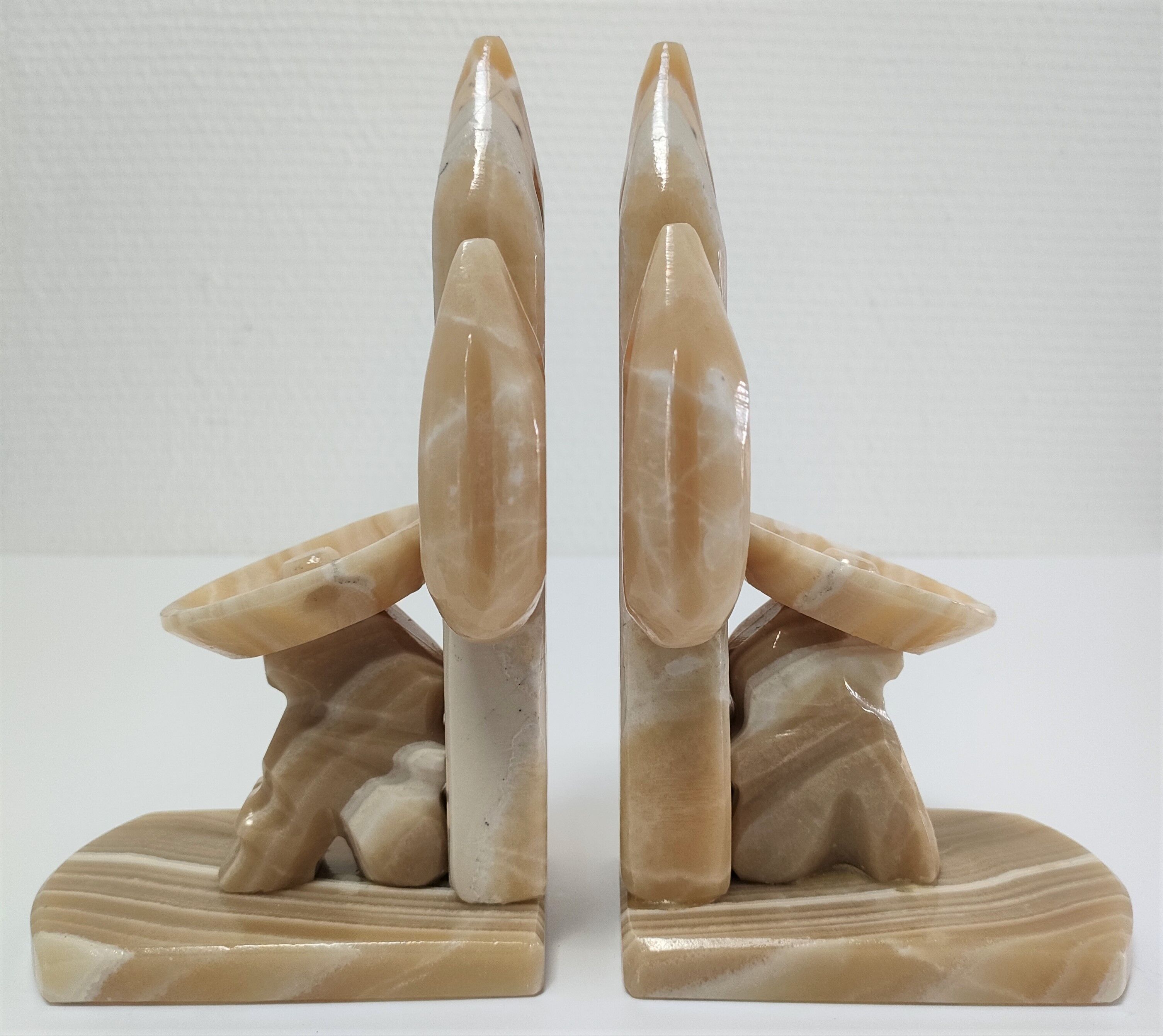 Pair of vintage Mexican cactus onyx bookends