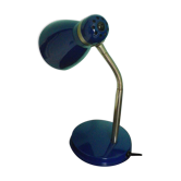 Table lamp, enamelled blue metal, fixed and articulated arm