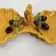 A vintage yellow ceramic aperitif server from Vallauris, 1970s, for black olives.
