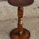 1930s carved wooden side table - oak and pine
