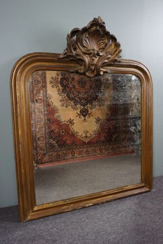 Miroir de cheminée français ancien avec un bel ornement