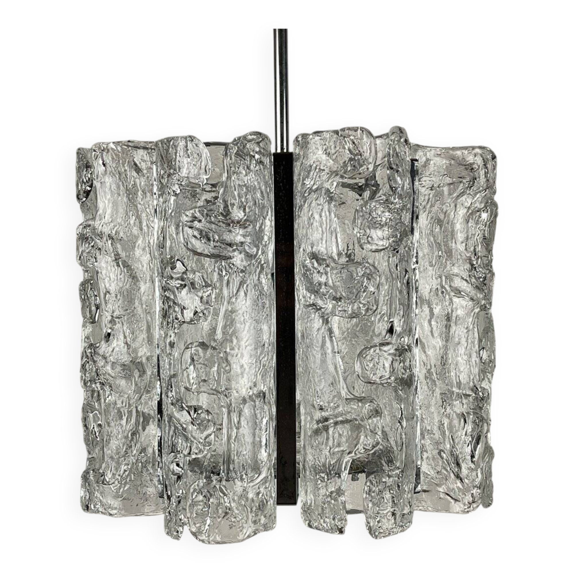 Vintage Ice Murano Chandelier by AV Mazzega, Italy, 1970s