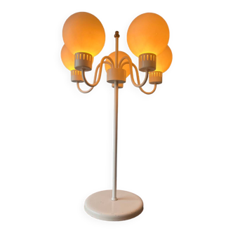 Lampe fleur métal Space age année 80 5 bras