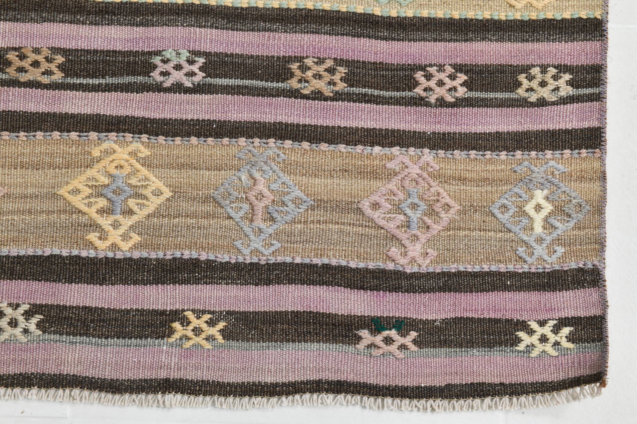 3x10 Purple & Green Modern Kilim Runner Rug, 90x315Cm