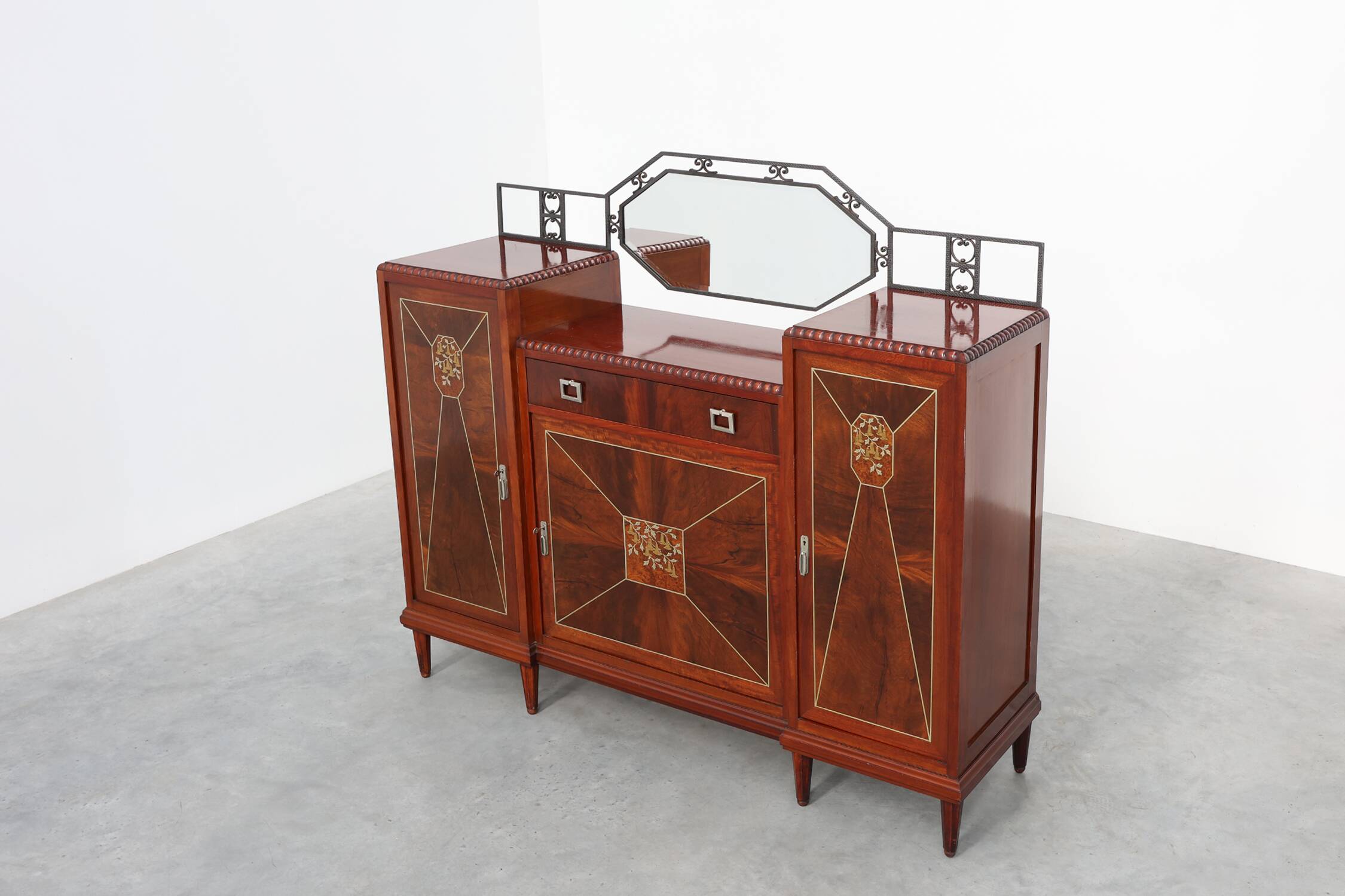 Cabinet en marqueterie Art Déco par De Coene, Belgique, vers 1925