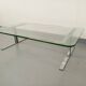 Vintage coffee table in transparent glass and cast aluminum from the 70s