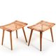 Pair of 1950s Danish Teak Oak and Cane Stools
