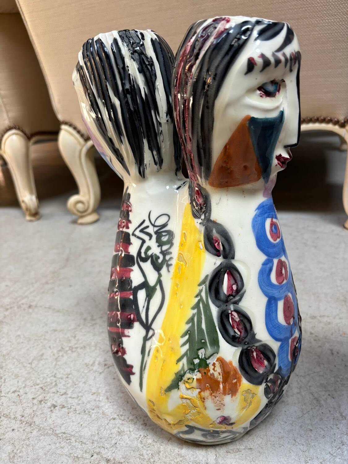 Double ceramic Face Vase