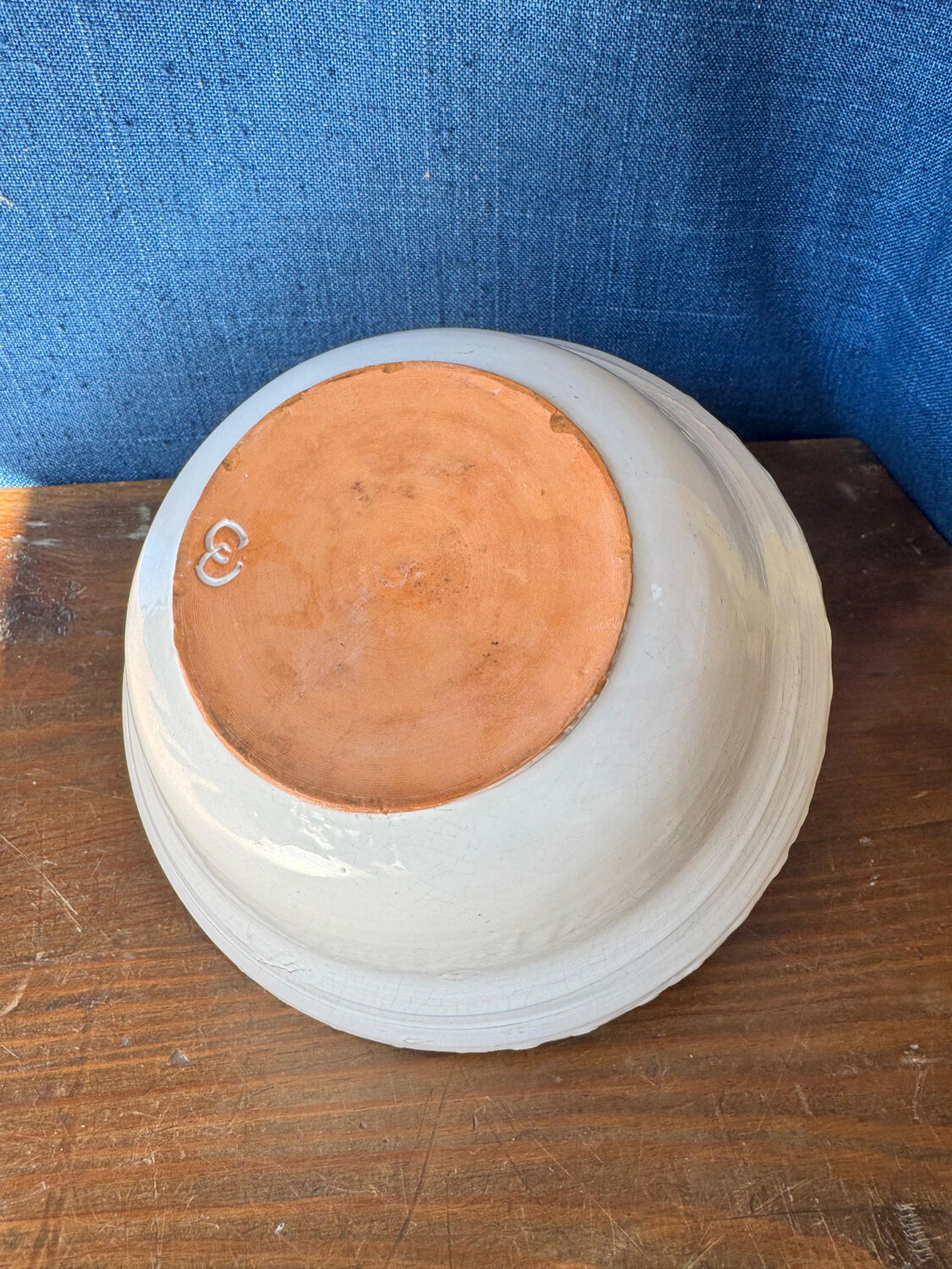 Large vintage Biot coupe in glazed ceramic, French craftsmanship.