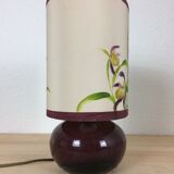 Lampe boule céramique violette et abat jour fleuri