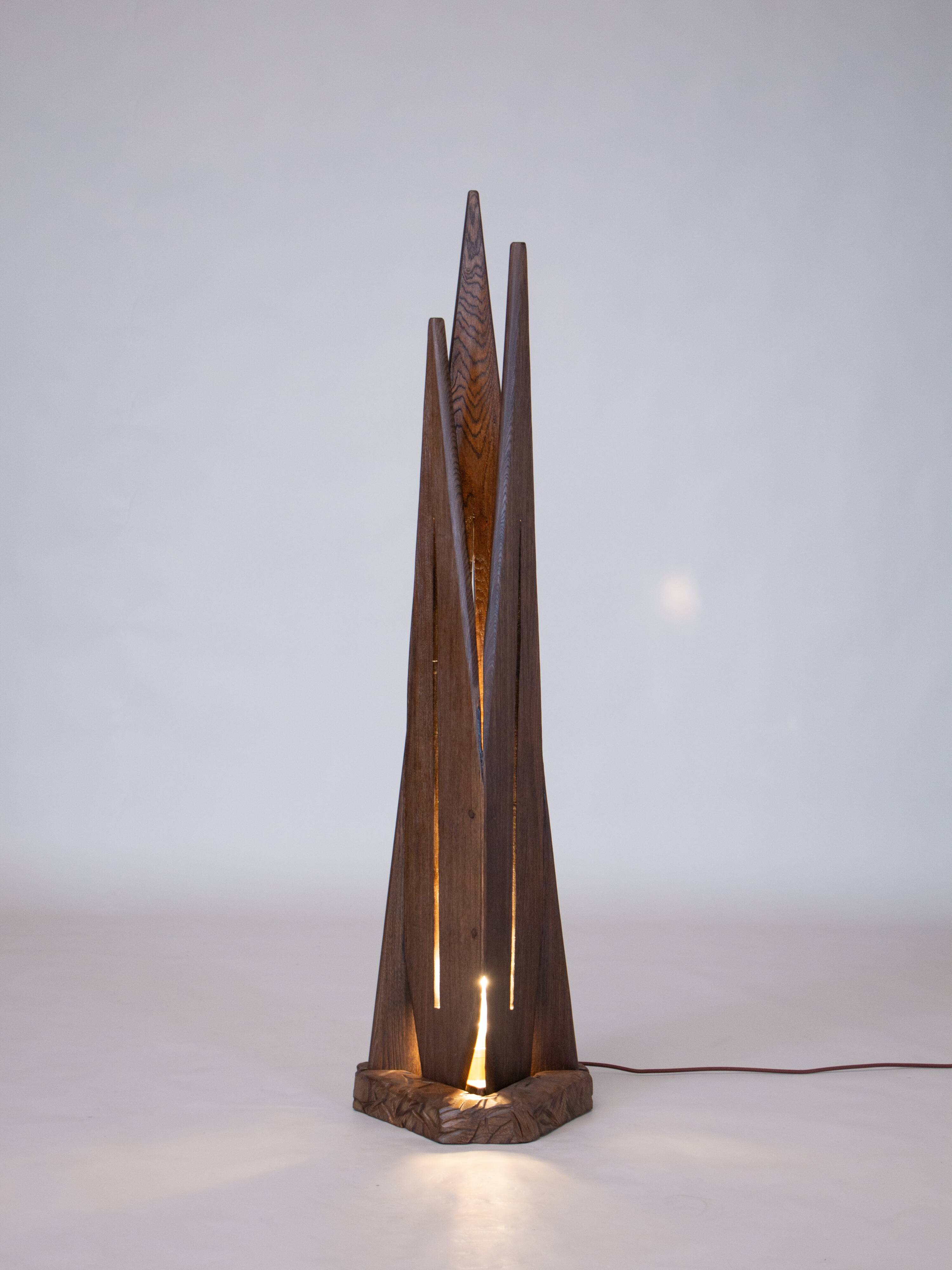 Sculptural Solid Wood Floor Lamp Post-Modern Light STRATA by Flowlight UK